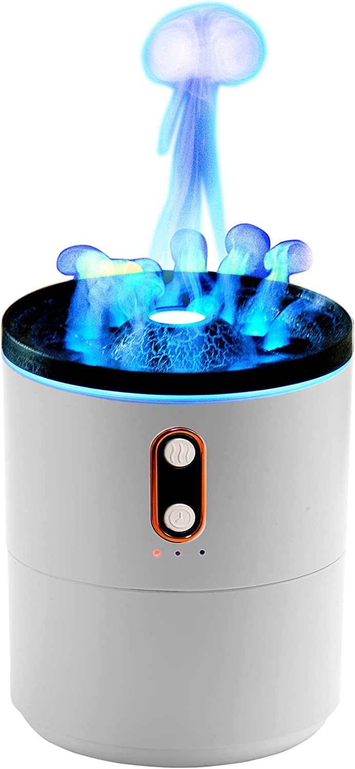 HOPz Mushroom Decor Humidifier Volcano Flame Fire Cool Air Care Humidifier 450ML USB Small Desk Smart Lamp Humidifier for Home Bedroom Kids