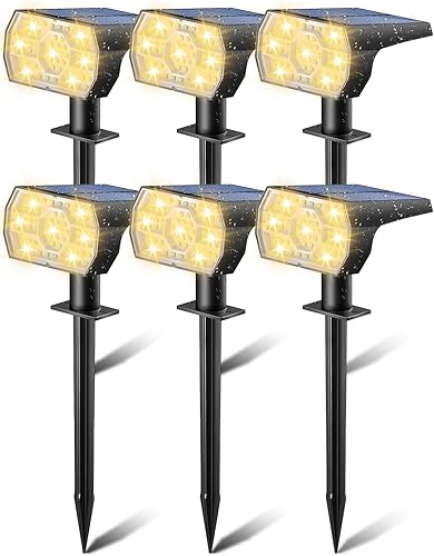 Miniatura 10 de Kaxiida Luces solares para exteriores impermeables IP68, 3 modelos de iluminación, luces solares de punto al aire libre con 56 LED, de atardecer a