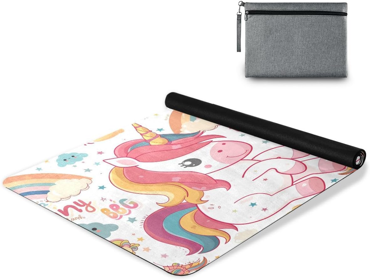 ALAZA Cute Unicorn Rainbow Dream Big Yoga Mat Non Slip Fitness Exercise Mat, Workout Mat for Yoga, Pilates and Floor Exercises