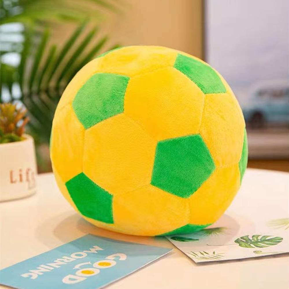 AOQI - Pallone da calcio in peluche, morbido e durevole, regalo per bambini e neonati (verde, giallo, 30 cm)