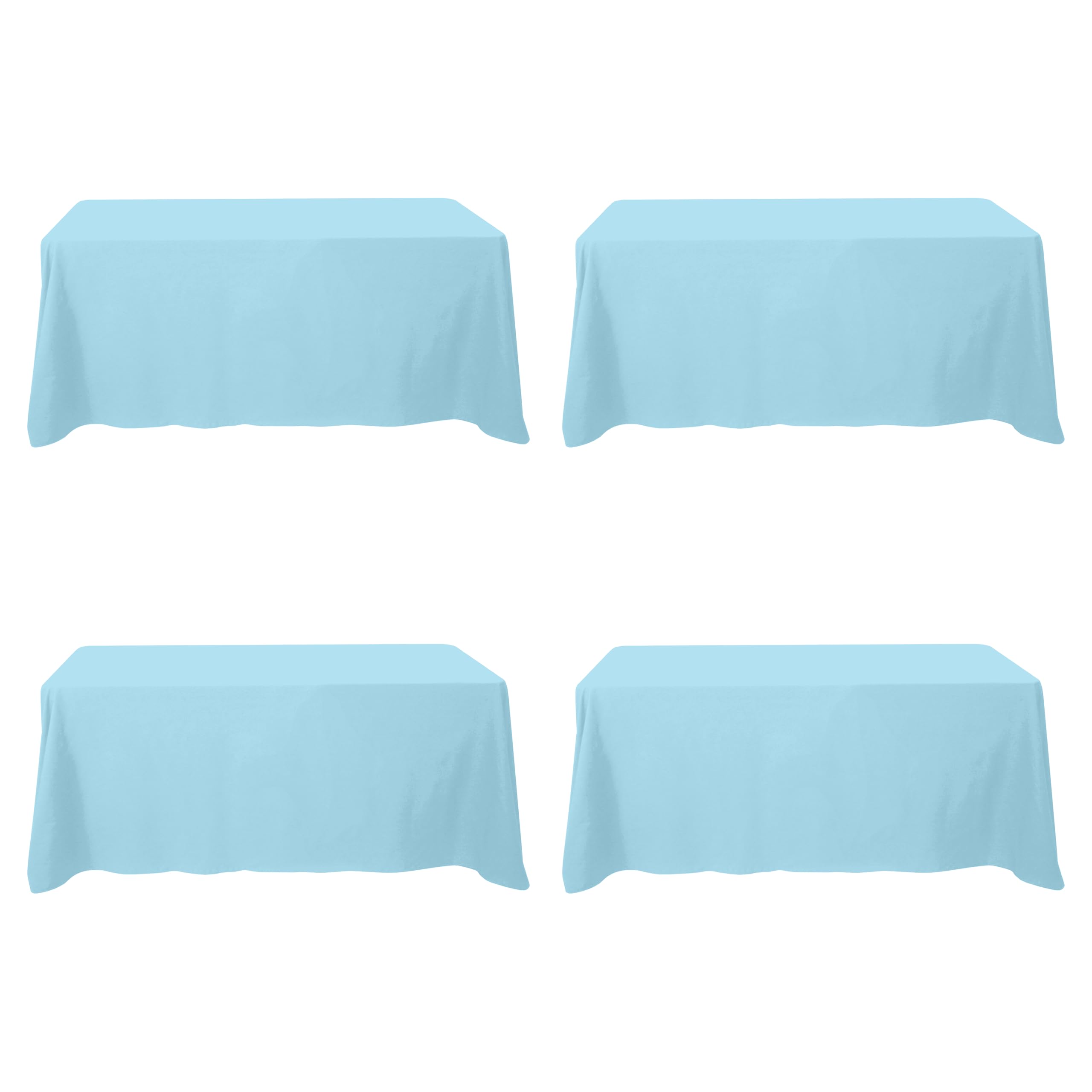 BRILLMAX 4 Pack Light Blue Tablecloths 90x132 Inch for 6ft Rectangle Tables