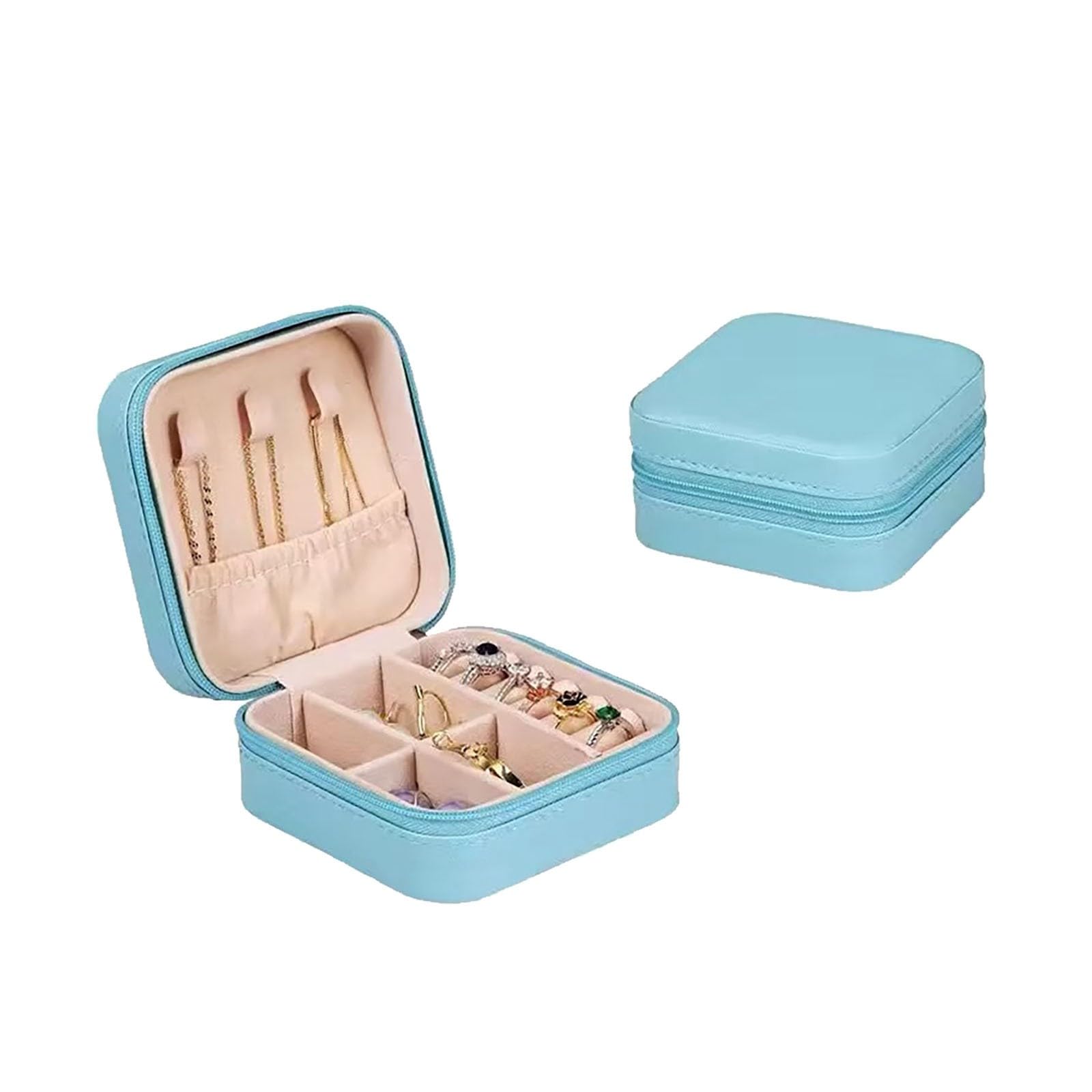 Mini Travel Jewelry Case Zipper Lightweight Portable Leather Small Jewelry Box for Women Mom Teen Wife Fashion Small