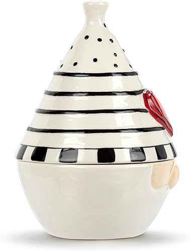 Miniatura 3 de DEMDACO Heartful Home by Tracy Pesche Collection Heartful Gnomo Sombrero de rayas negras de 5 x 7 pulgadas, recipiente de cerámica para mesa de