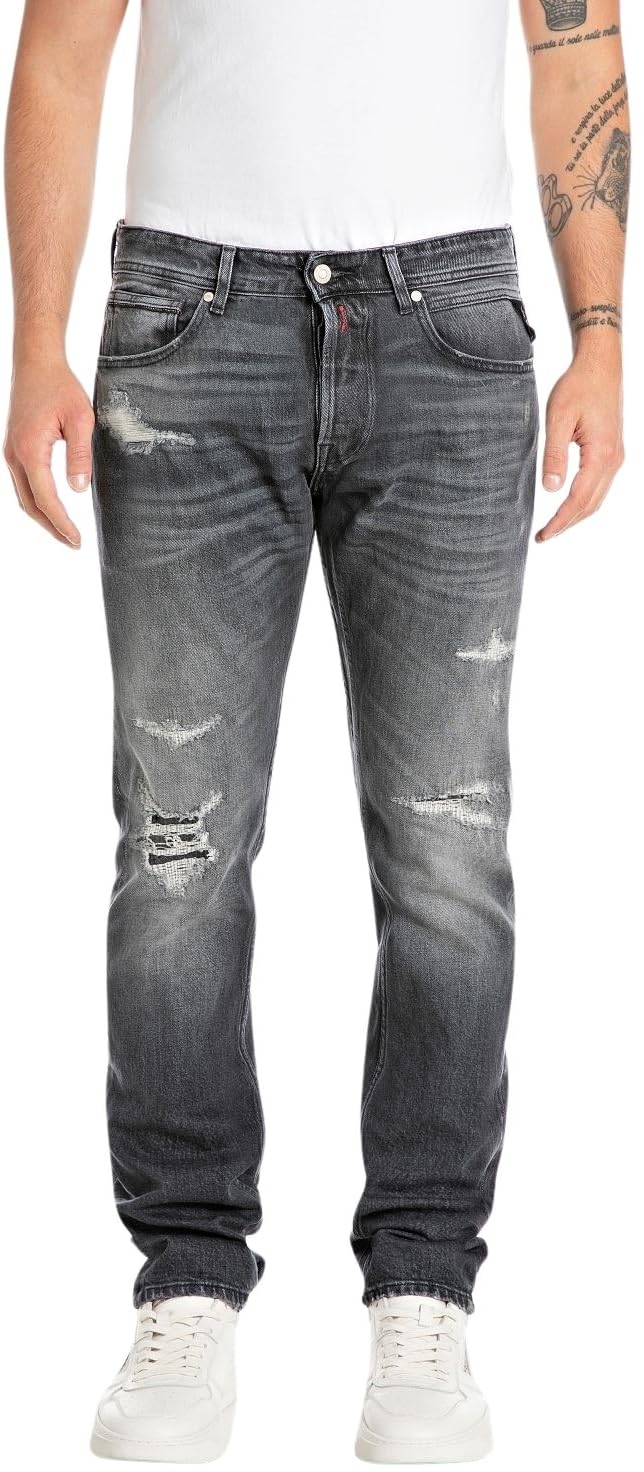 REPLAY Adult MA972 Grover Original Jeans, Dark Grey 097-1, 29W / 34L