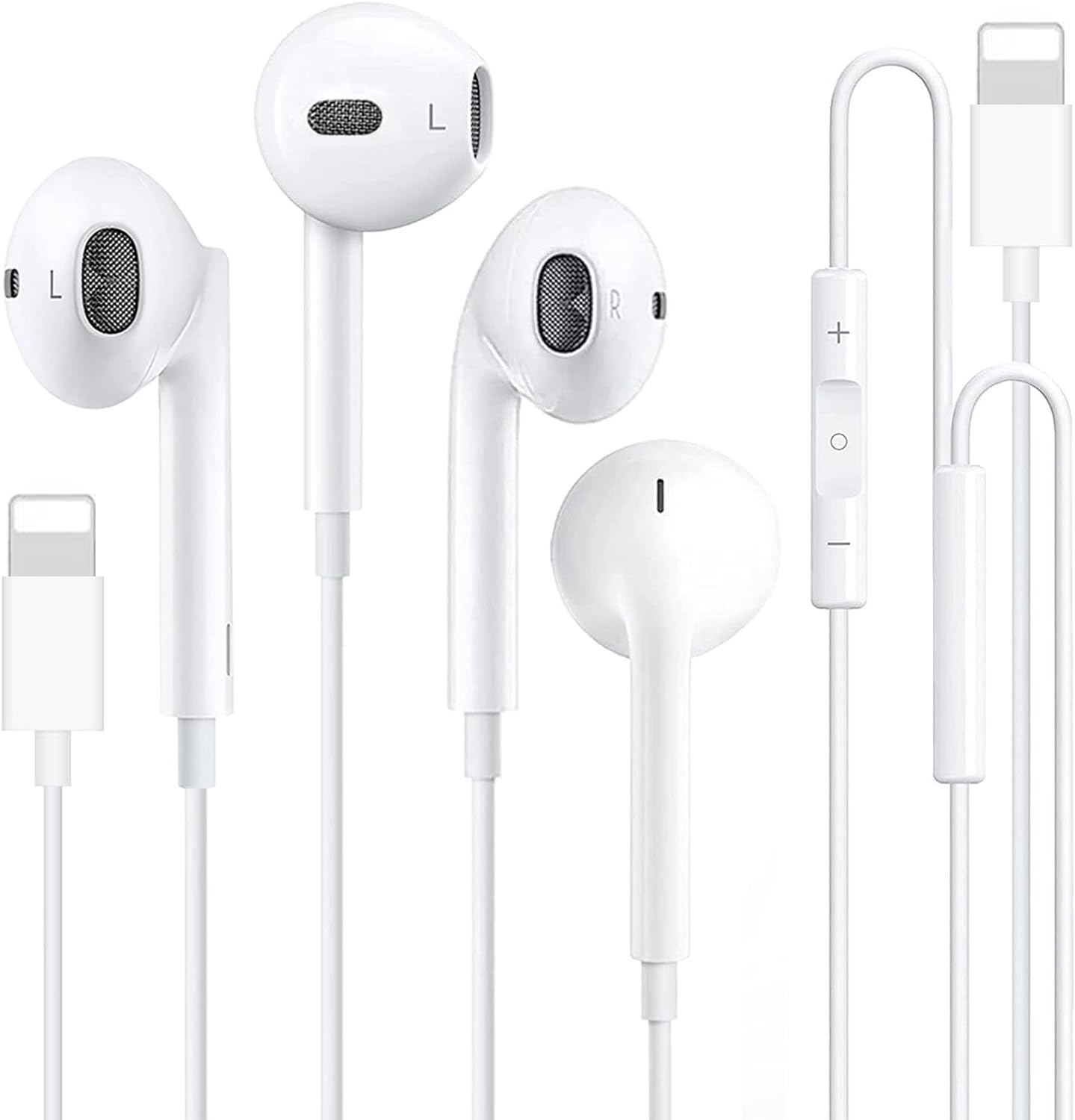 2 Pack Wired Earbuds Headphones for iPhone, Hi-Res Extra Bass Earphones, HiFi-Audio Stereo Noise Isolating with Mic+Volume Control Compatible with iPhone 14 Pro Max/13/12 Mini/11/X/XS Max/XR/8/7/Plus
