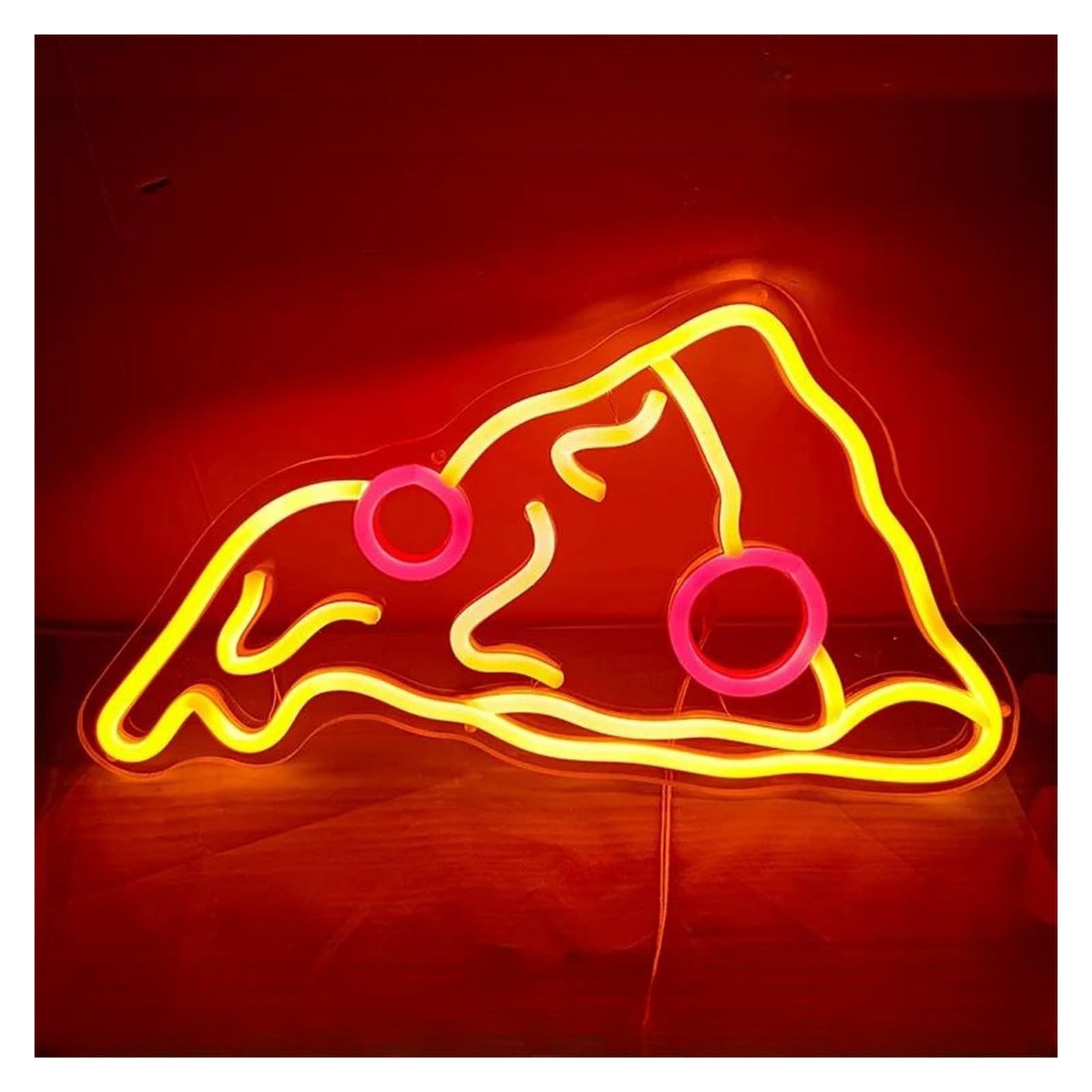 LEMST Signs Lamp Pizza Neon Sign USB Powered Adjustable Brightness Pizza Neon Lights, for Shop Wall Decoration 36cmx60cm