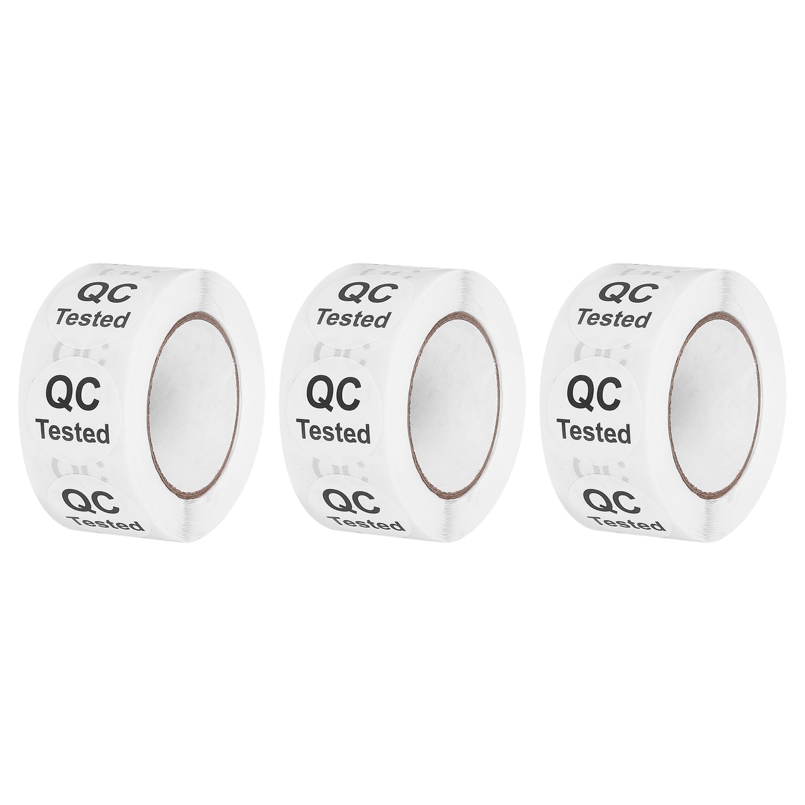 sourcing map 3Roll 1500Pcs QC Tested Labels, 1 Inch Round Inventory Quality Control Stickers for Warehouse Management Organization Inspection, White