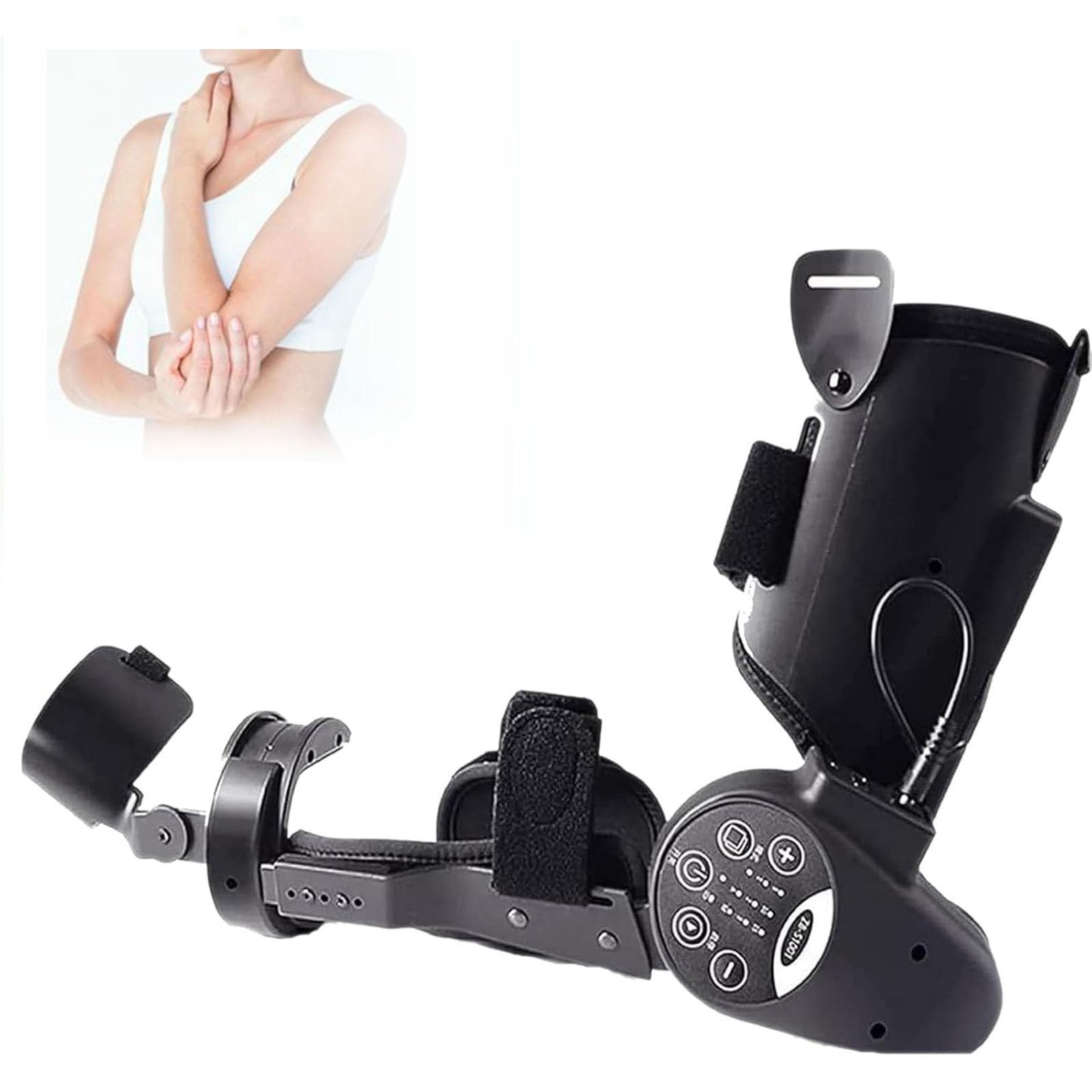 Dispositivo Elettrico per la Riabilitazione del Gomito Attrezzo per Esercizi del Braccio con Tutore per Gomito Incernierato per la Riabilitazione di Lesioni del Polso e del Gomito(Left)