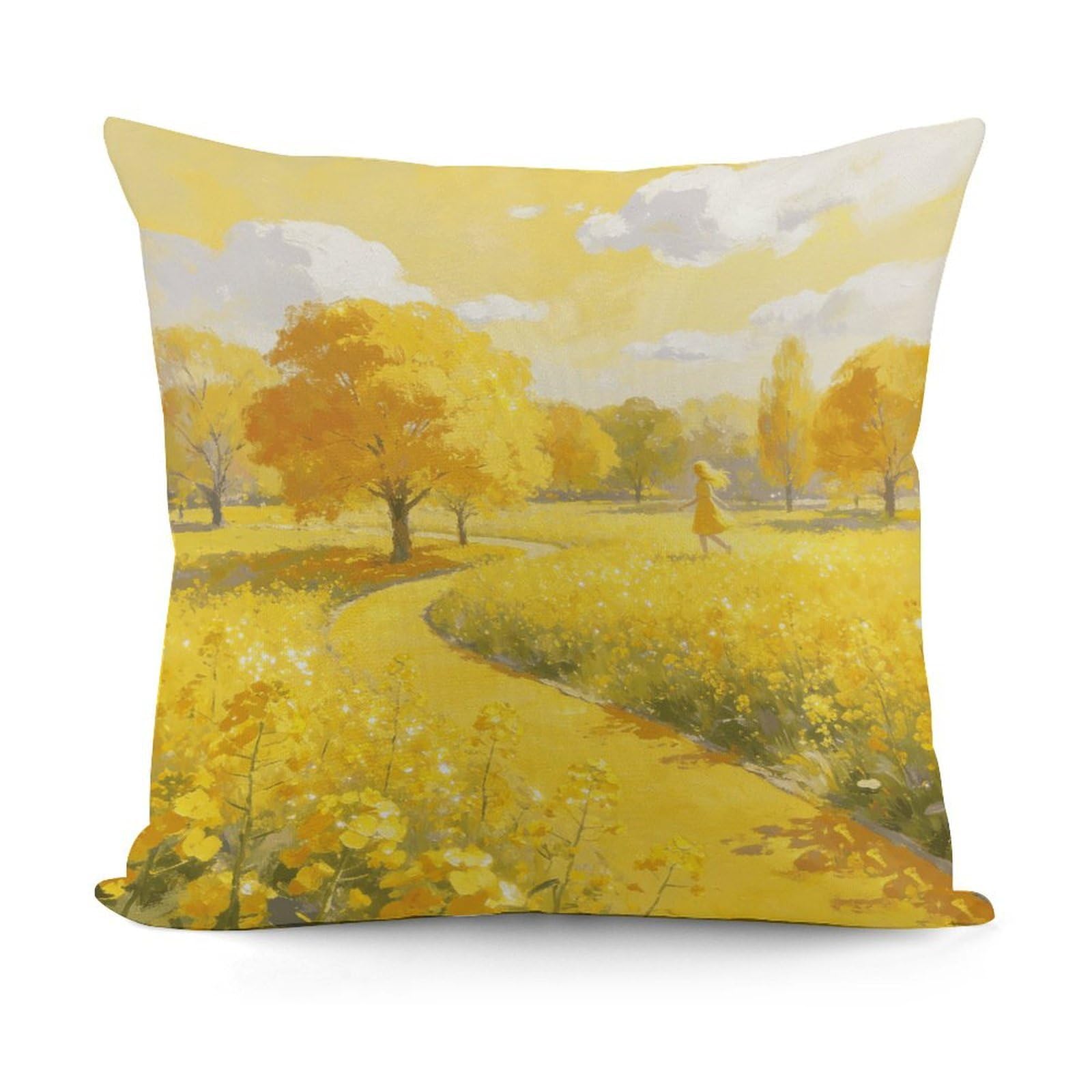 VstaDank Yellow Pillow Covers Soft Plush Decorative Square Pillow Cover Modern Breathable Pillowcases Pillowcase with Invisible Zipper 18x18 Inches for Sofa Living Room