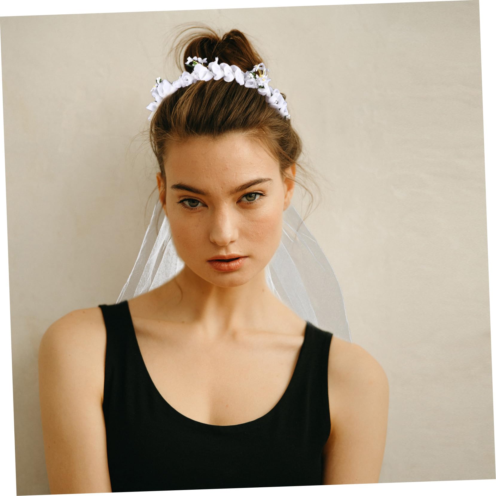 VICASKY 4 Pezzi Sposa con Artificiale e Fascia Matrimonio con Fiori Realistici Accessorio per e Nozze