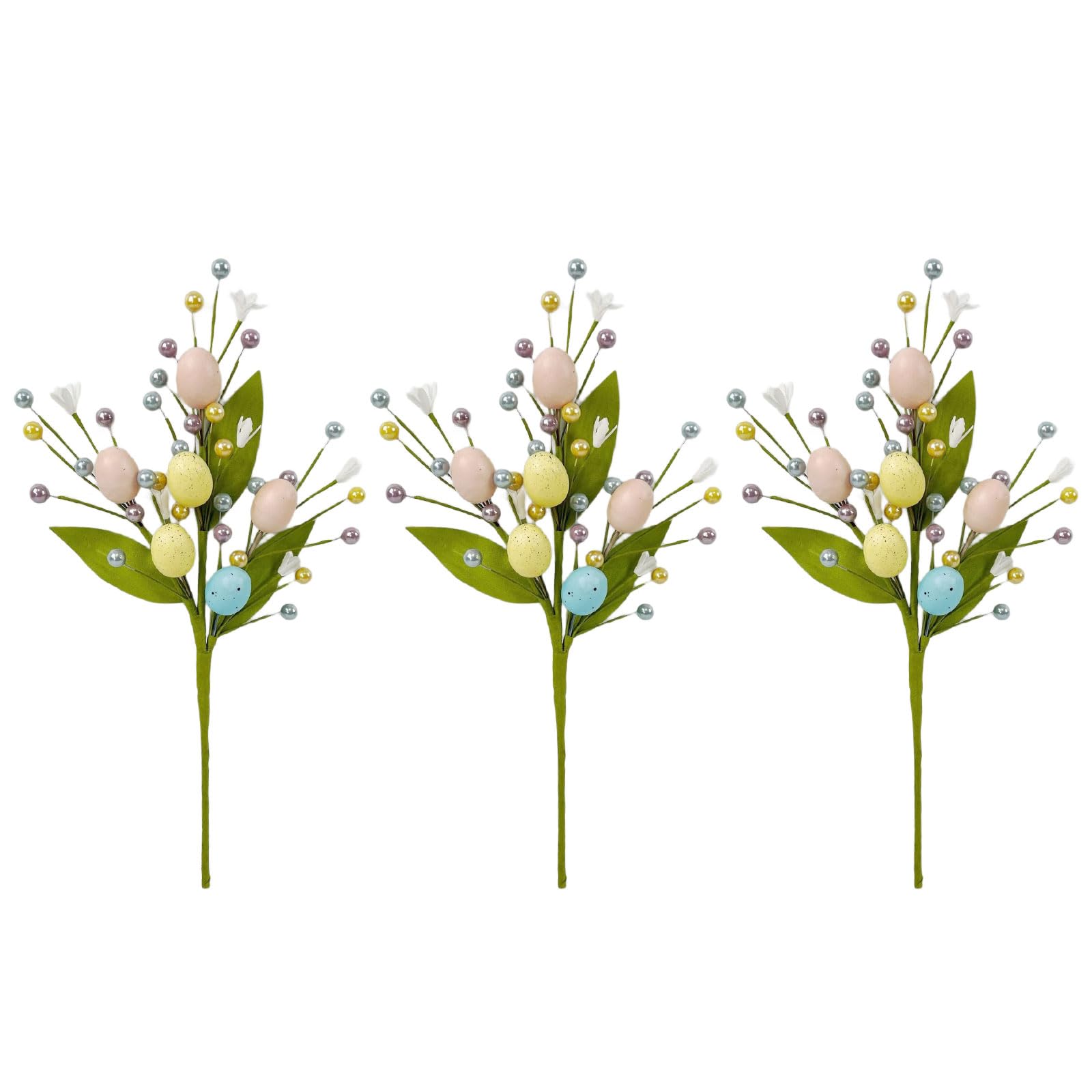 Wlnext 3 Branches Tree Branch With Colorful Eggs Flower Arrangement Picks Home Holiday Vase Ornament Spring Party Decoration Easter Bouquets Decoration