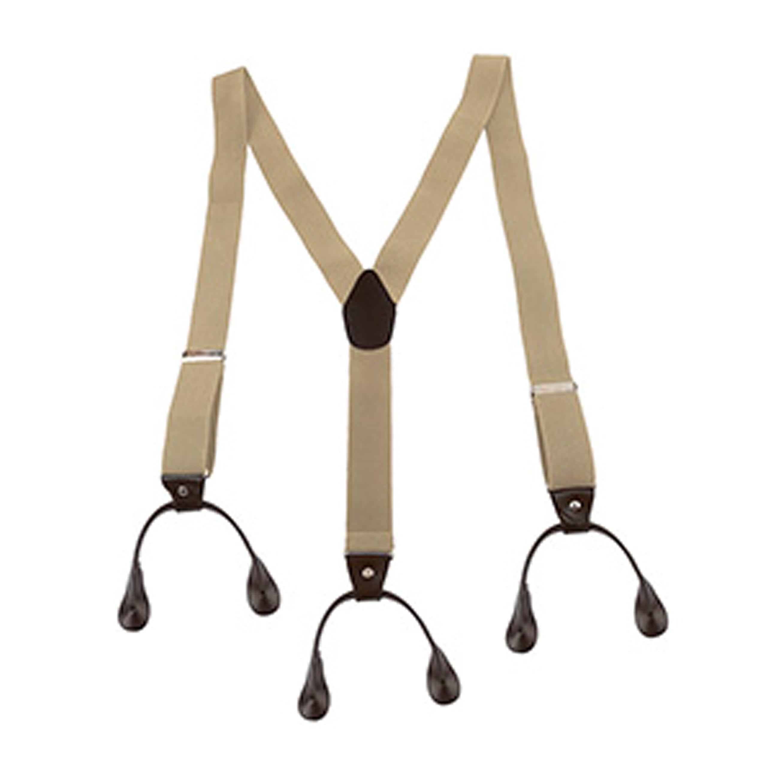 WYDDDARY Suspenders for Men 1.4'' Wide Adjustable Suspenders with Elastic Straps Adjustable Elastic Y Back Style with 6 Buttons Hole Beige