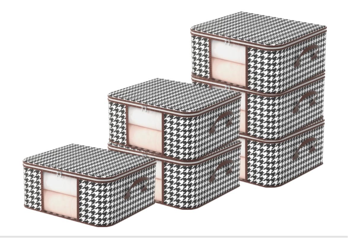 72L Bedding Storage Bag, 6 Organizing Bags, Visible Foldable With Handles, Suitable For Dormitories, Bedrooms, Wardrobes, Storage Rooms, Can Accommodate Clothes, Blankets, Quilts,Toys