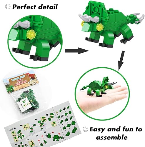 Miniatura 4 de WODMAZ Paquete de 24 bloques de construcción de dinosaurios, juego de juguetes de dinosaurio para niños, regalos de intercambio de aula, rellenos de