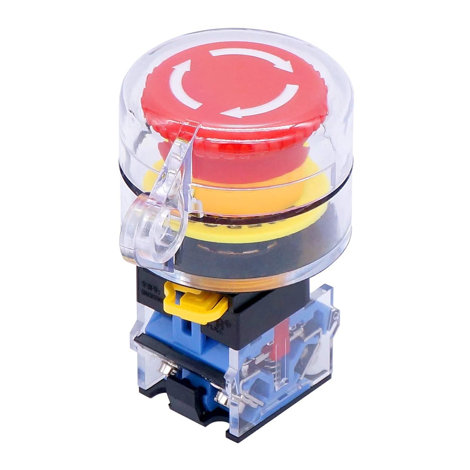 INFRI 22mm 2 NC Fungo Rosso Arresto di Emergenza Interruttore a Pulsante 10A 440V Aggiungi Copertura di Protezione