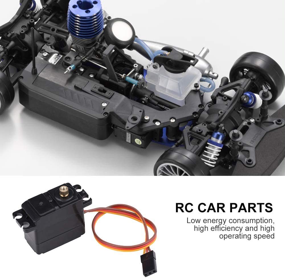 DollaTek Trzyprzewodowe metalowe serwo samochodowe RC, metalowe serwo z akcesoriami instalacyjnymi kompatybilne z Wltoys 12428 12423 RC Cars