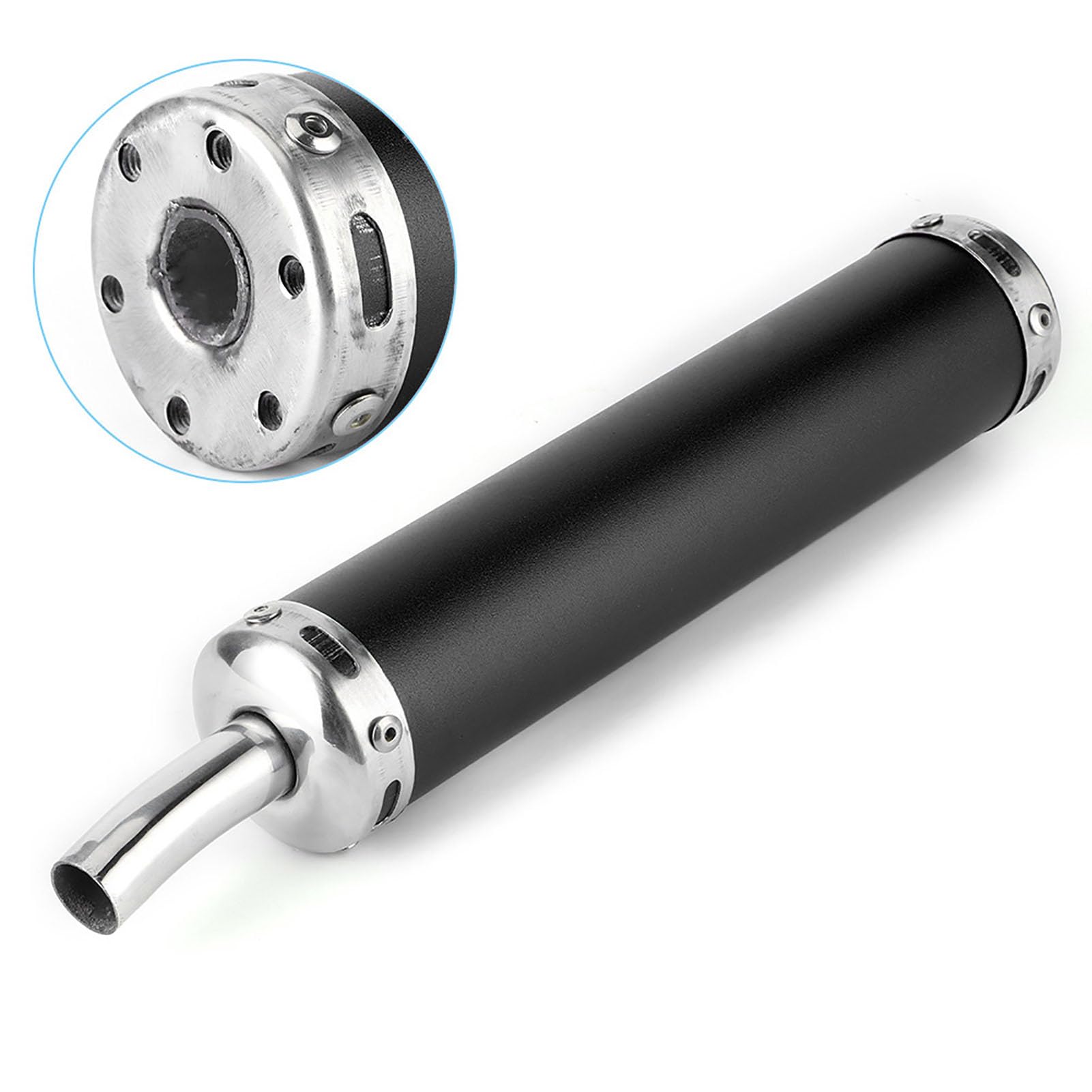 Silenziatore del Silenziatore di Scarico, di Tubi del Silenziatore di Scarico del Motociclo 20 Mm/0,8 Pollici Parti Modificate per Moto a 2 Tempi, Acciaio Inossidabile(Nero)