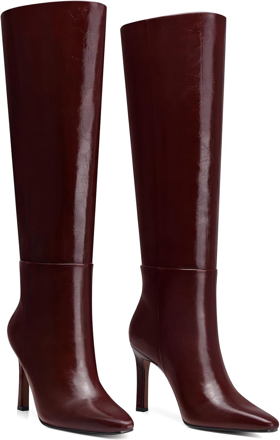Womens Knee High Boots: Comfortable Stiletto Heels Boots - Heeled Wide Calf Tall 2026 Booties Women - Brown Leather Heel Boot Night Out Dancing Size 6