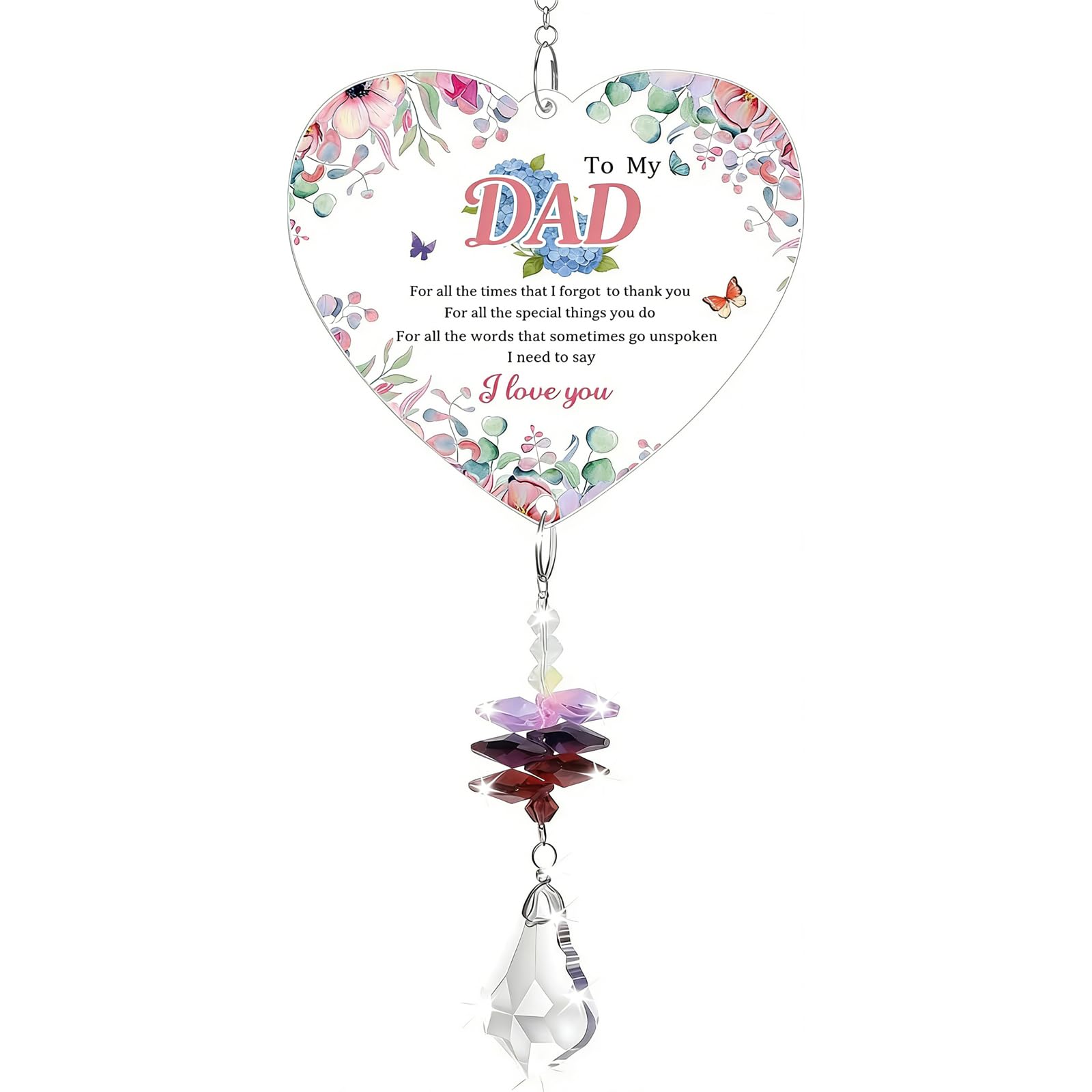 Fathers Day Funny Gifts,Crystal Suncatcher,From Son Daughter Dad Birthday Gifts, Suitable for As A Father"S Day, Stepfather,Birthday Present “To My Dad” Office And Bedroom Ornaments