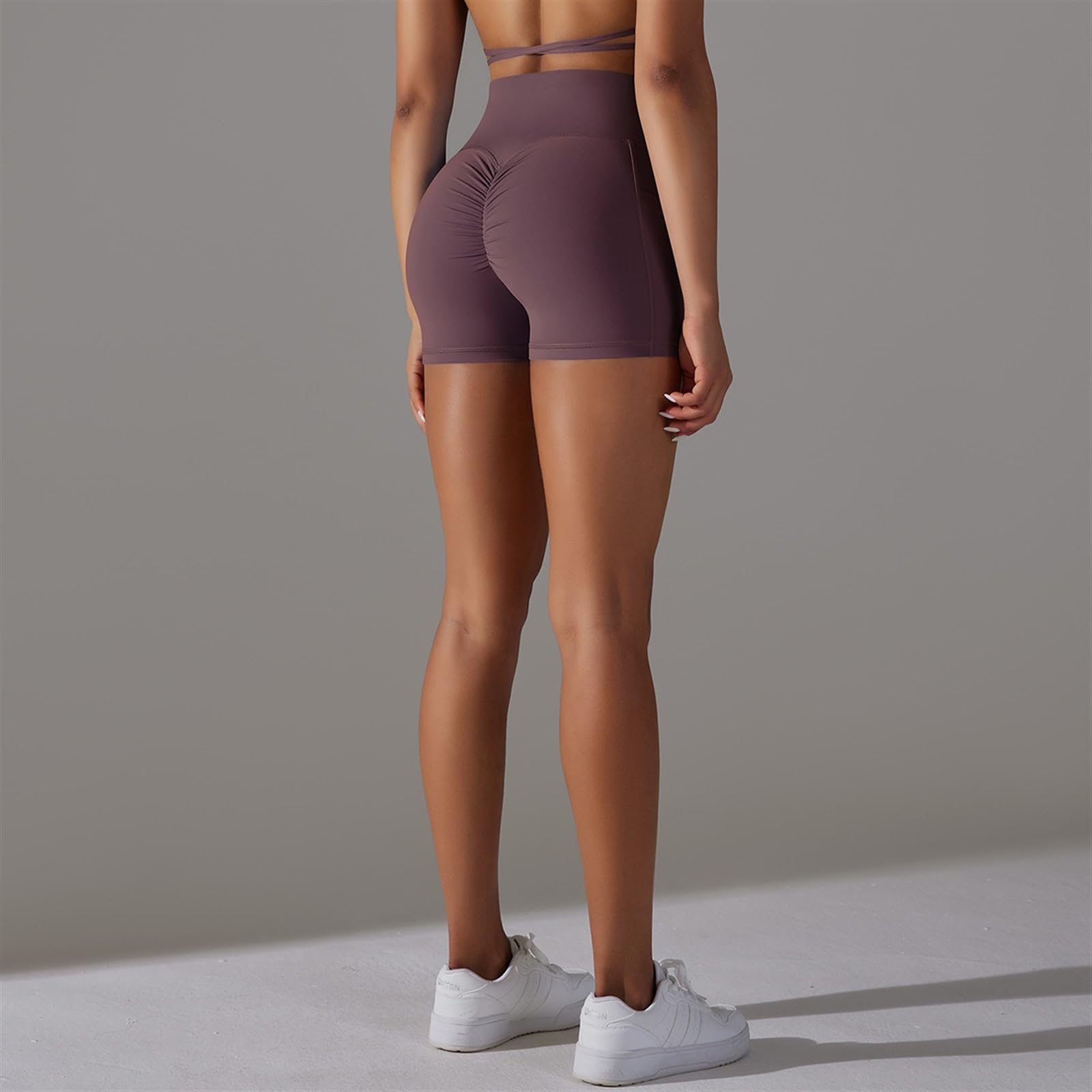 Genérico 10 Pantalones Cortos De Gimnasio Mujer Cintura Alta Correr Con Bolsillos Ciclismo Control De Barriga En V Mallas De Entrenamiento Yoga