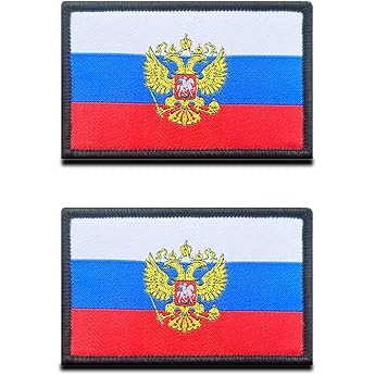 2pcs Russia Eagle Patch Tactical Russian National Emblem Embroidered Patch with Closure Military Bands for Backpacks Clothing Bags Uniform Vest Jersey