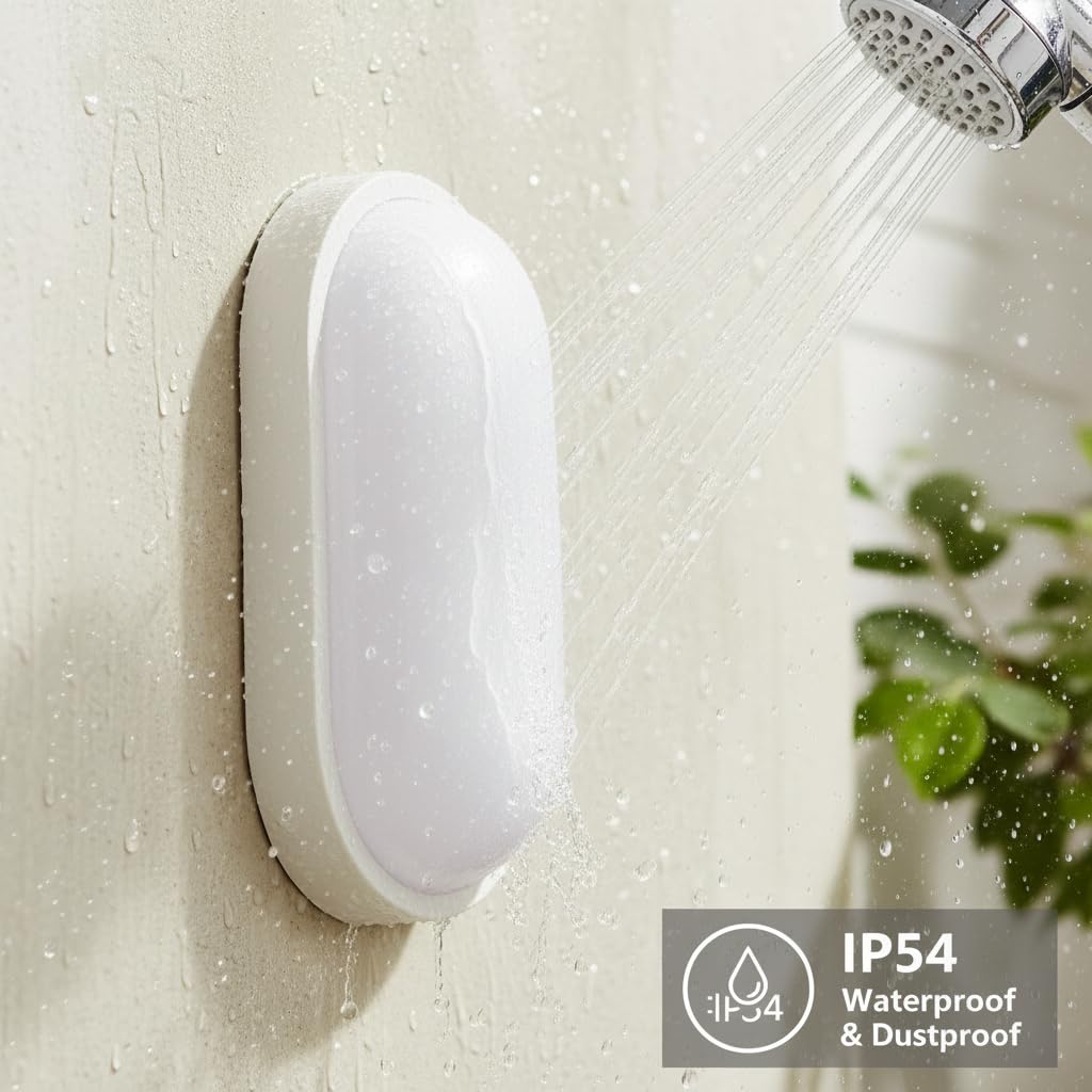 Plafonnier LED Ovale Applique Murale Intérieur, Extérieur IP54 Étanche, 20W 2000LM 4000K Blanc Neutre, Luminaire pour Salle de Bain, Garage, Couloir, Cave, Jardin 2 Pièces