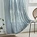 Sutuo Home Blue Boho Curtains 120 inches Long for Bedroom Living Room Nursery Room, Semi Blackout Linen Farmhouse Tassels Window Treatment Bohemian Embroidery Drape, Rod Pocket 1 Panel 52