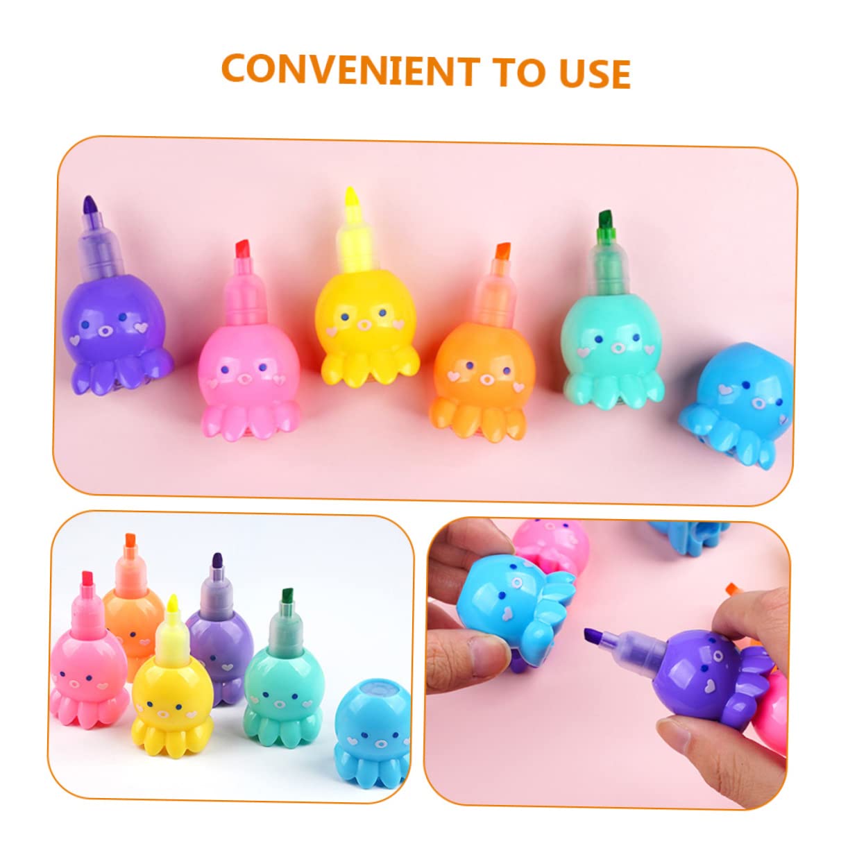 SHINEOFI Evidenziatori a Forma di Polpo 18 Pezzi, 6 Colori, Plastica Leggera, per Scuola e Cartoline Fai da Te, per Scrivere e Disegnare