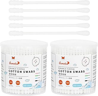 Cotton Swabs Spiral Slim - 400 Count Organic Cotton Buds Double Side Tightly Wrapped Cotton Tips Paper Stick Soft Gentle Lint-Free Cruelty-Free, Round & Spiral (White)
