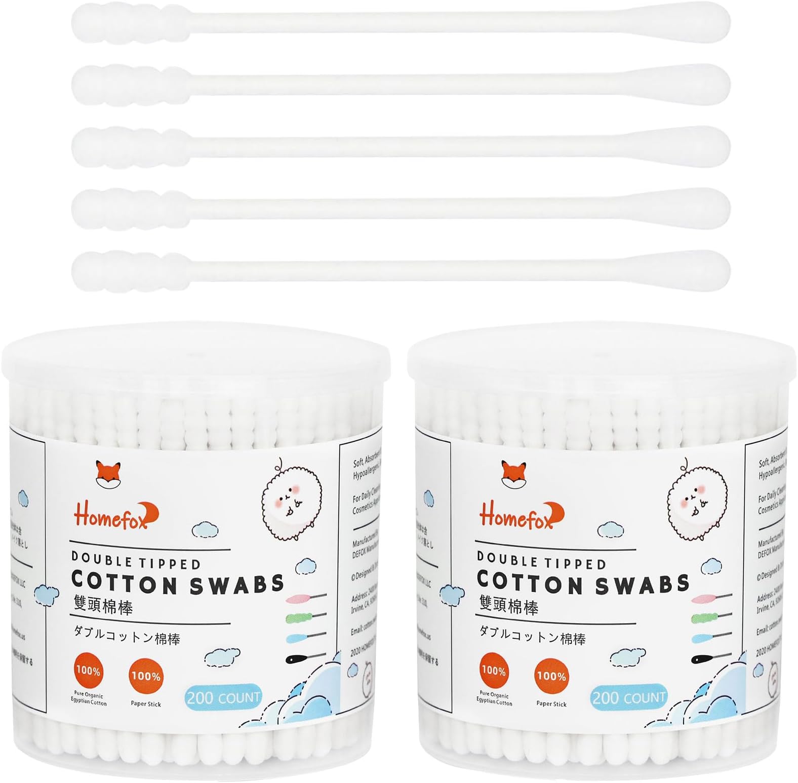 Cotton Swabs Spiral Slim - 400 Count Organic Cotton Buds Double Side Tightly Wrapped Cotton Tips Paper Stick Soft Gentle Lint-Free Cruelty-Free, Round & Spiral (White)