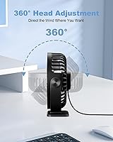Vista 8 de TriPole Ventilador de escritorio con USB, ventilador pequeño portátil de 3 velocidades con brisa fuerte ajustable, mini ventiladores personales