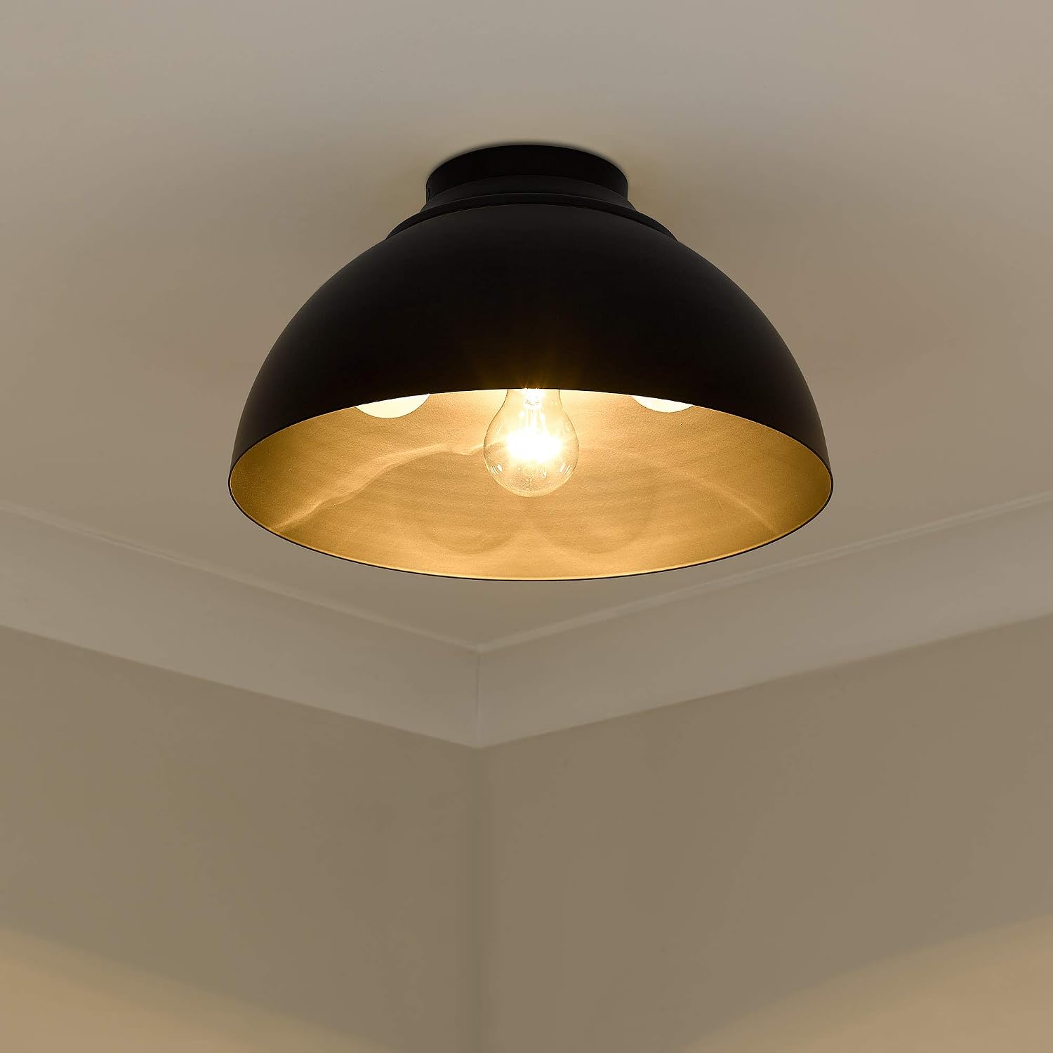 Golden Lighting Yep Zoey 3-Light Flush Mount in Matte Black