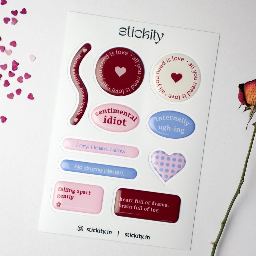 Pretty Little Meltdowns | 3D Glossy Epoxy Stickers | Non-Toxic Resin, Waterproof, Odor-Free, Easy Peel & Remove, No Residue, Non-Permanent Multi-Use Stickers Pack-image-44