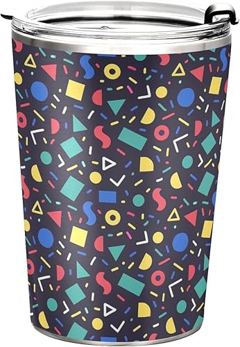 Miniatura 8 de Tazas de acero inoxidable con forma abstracta azul oscuro con tapa de pajilla, taza de café de viaje a prueba de derrames para agua, té helado o