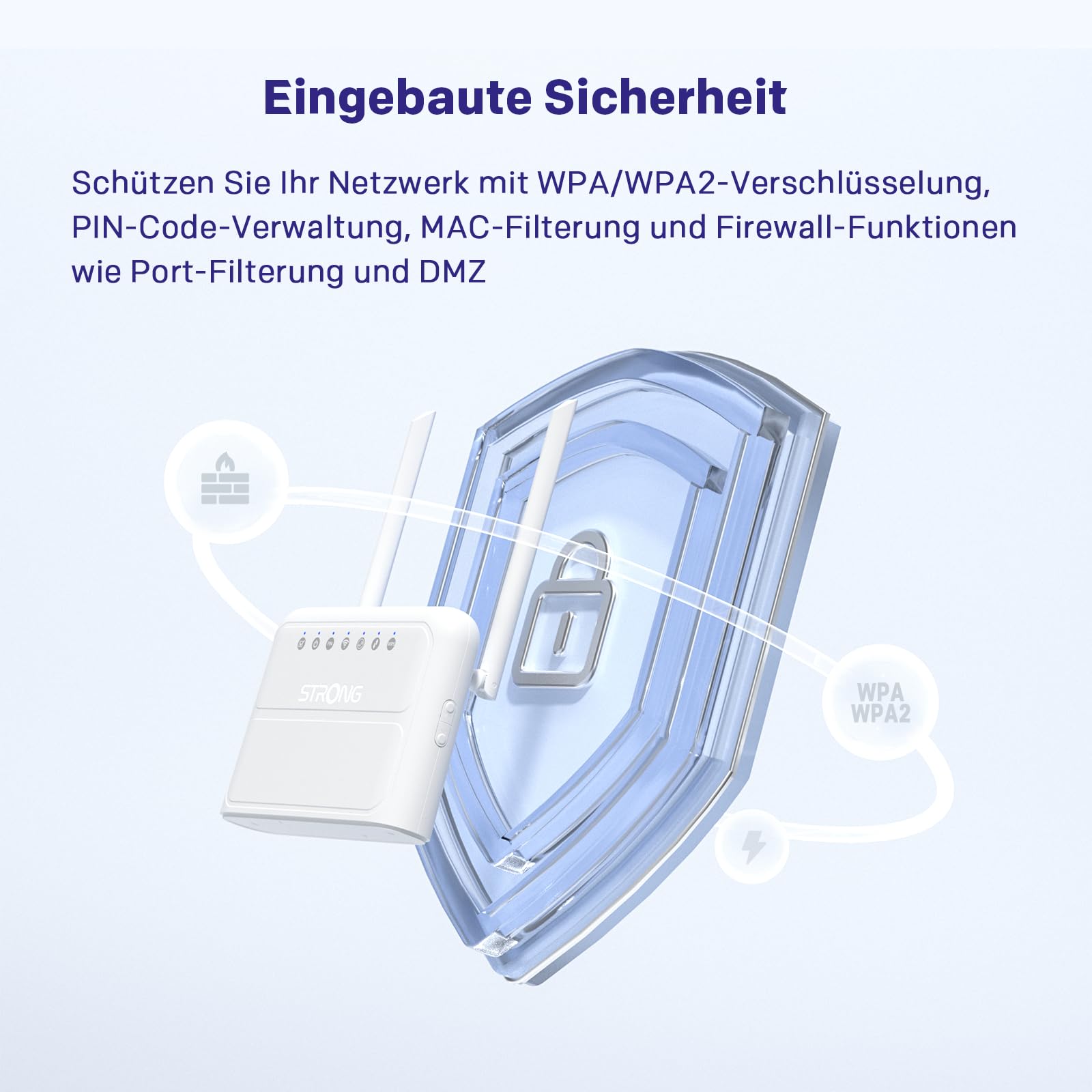 Strong N300 Mbit/s WLAN 4G Router, 4G Cat4 LTE Netzwerk, Feste Externe Antennen, 100Mbit/s WAN/LAN Ports, SIM-Karten-Router, Plug & Play, Unterstützt bis zu 32 Geräte, Sicheres Netzwerk, Weiß