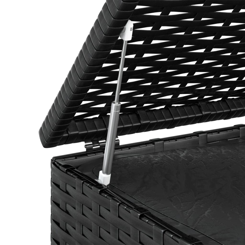 Furniture select-Garden Coffre à coussins en rotin synthétique Noir 100 x 49 x 103,5 cm
