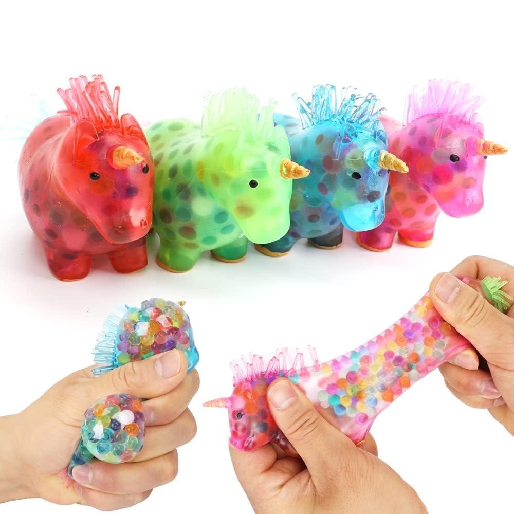 4 Pack Unicorn Stress Balls for Christmas Stocking Stuffers Gifts