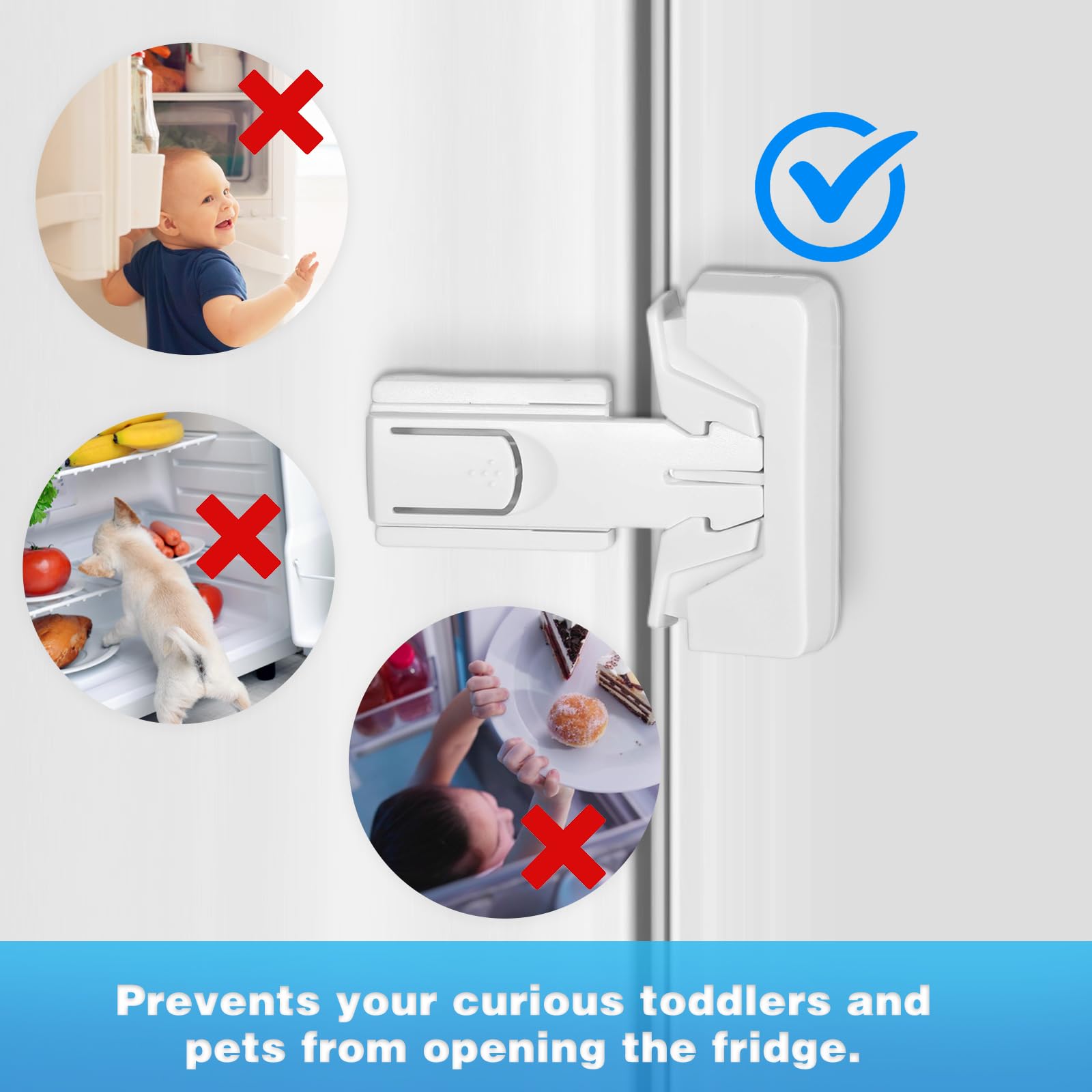 Lot de 2 verrous de réfrigérateur pour enfants et bébés - Sans outils nécessaires - Installation facile (blanc + noir)