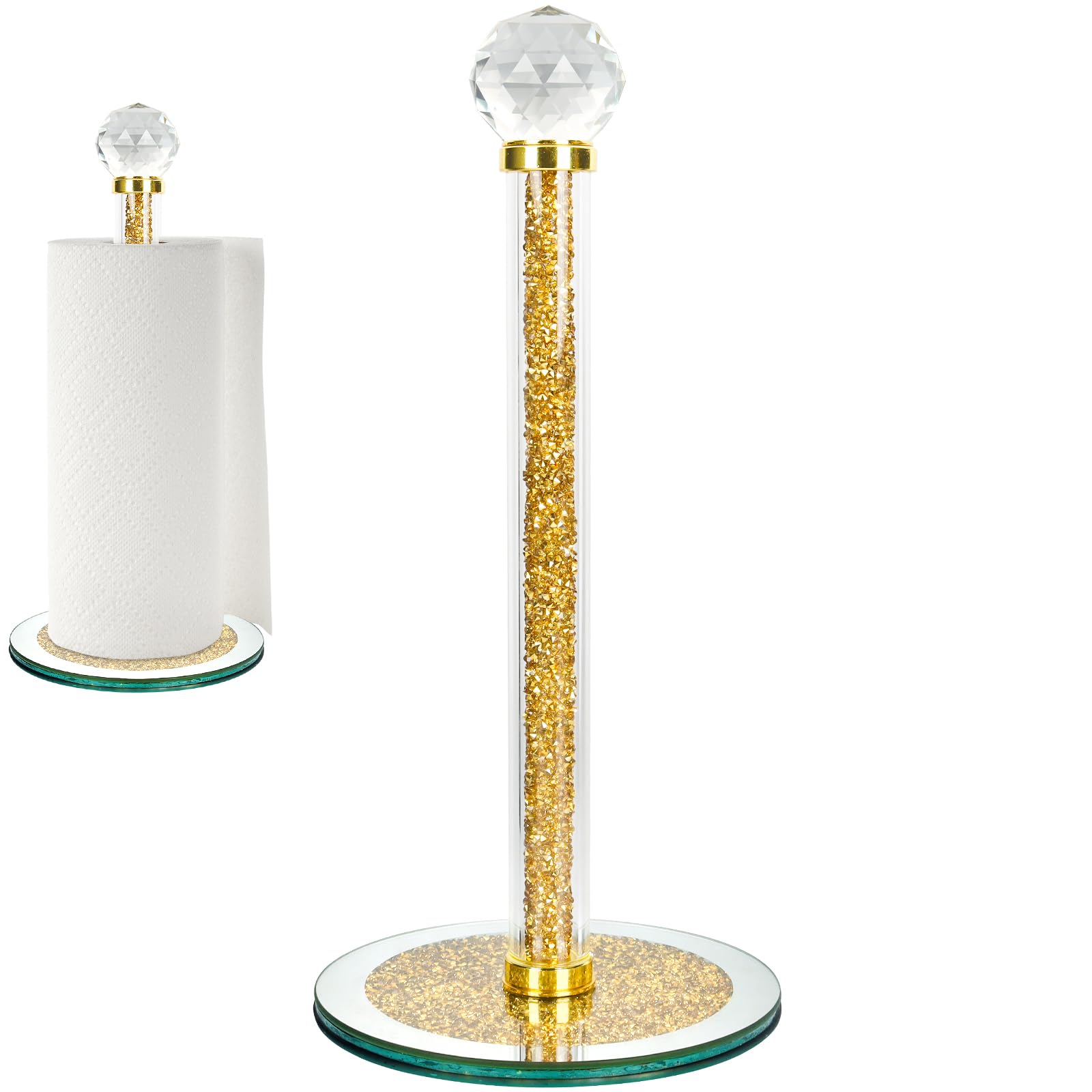 Portarrollos de cocina dorado brillante, organizador y dispensador de pañuelos