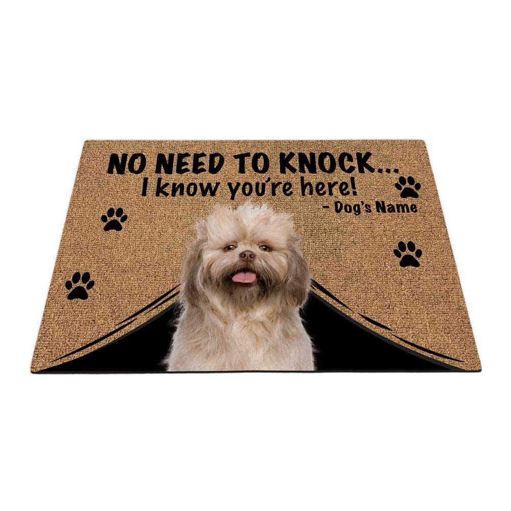 BAGEYOU Personalized Doormat with My Love Dog Funny Shih Tzu Welcome Floor Mat Not Need to Knock I Know You're Here 23.6" X 15.7"