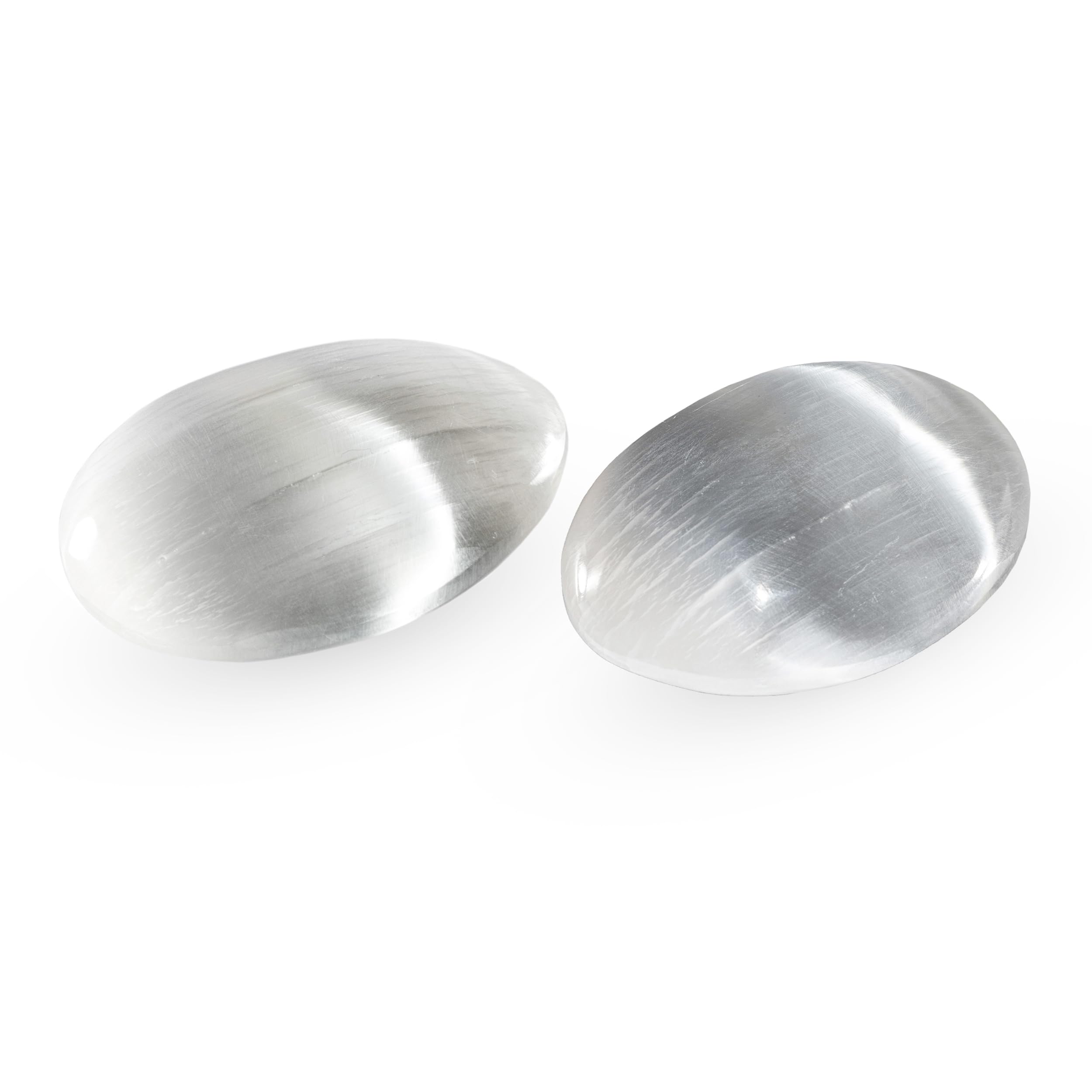 NKlaus 2 x Natural Selenite Worry Stone 6.5 x 5 cm Palm Energy Stone Meditation Decoration 15594, Pack of 2, 6,5x5cm