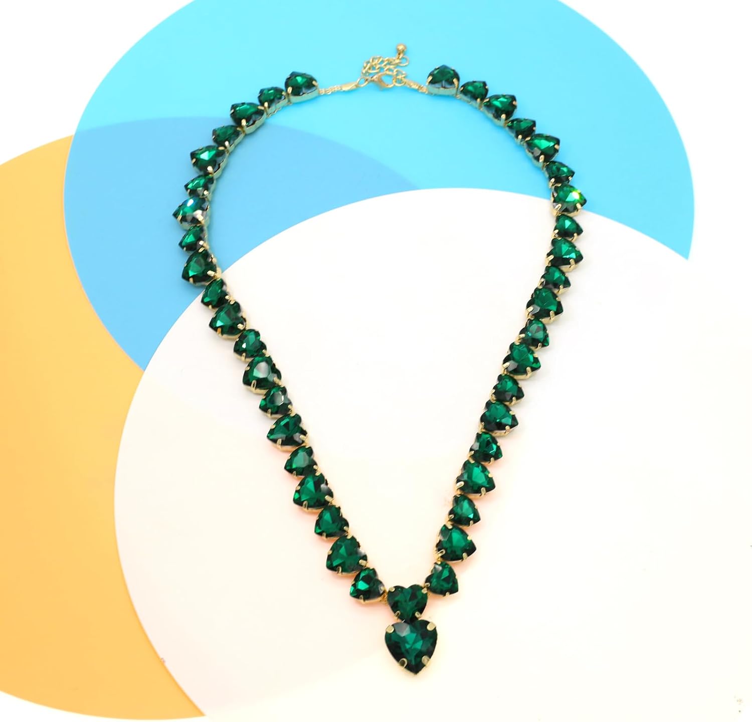 JNF Crystal Rhinestone Choker Collar Necklace For Women Colorful Bling Neck Chain Trendy Sparkly Statement Piece Crystal Rhinestone Heart Bib Necklace - Image 4