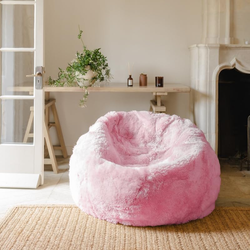 Image of Biggie Bean 6XL Bean Bag with Beans Filled - Imported Premium Fur Bean Bag Sofa : Furry Delight - Unmatched Softness Luxurious Comfort (Matching Color : Soft Fur, Pink)