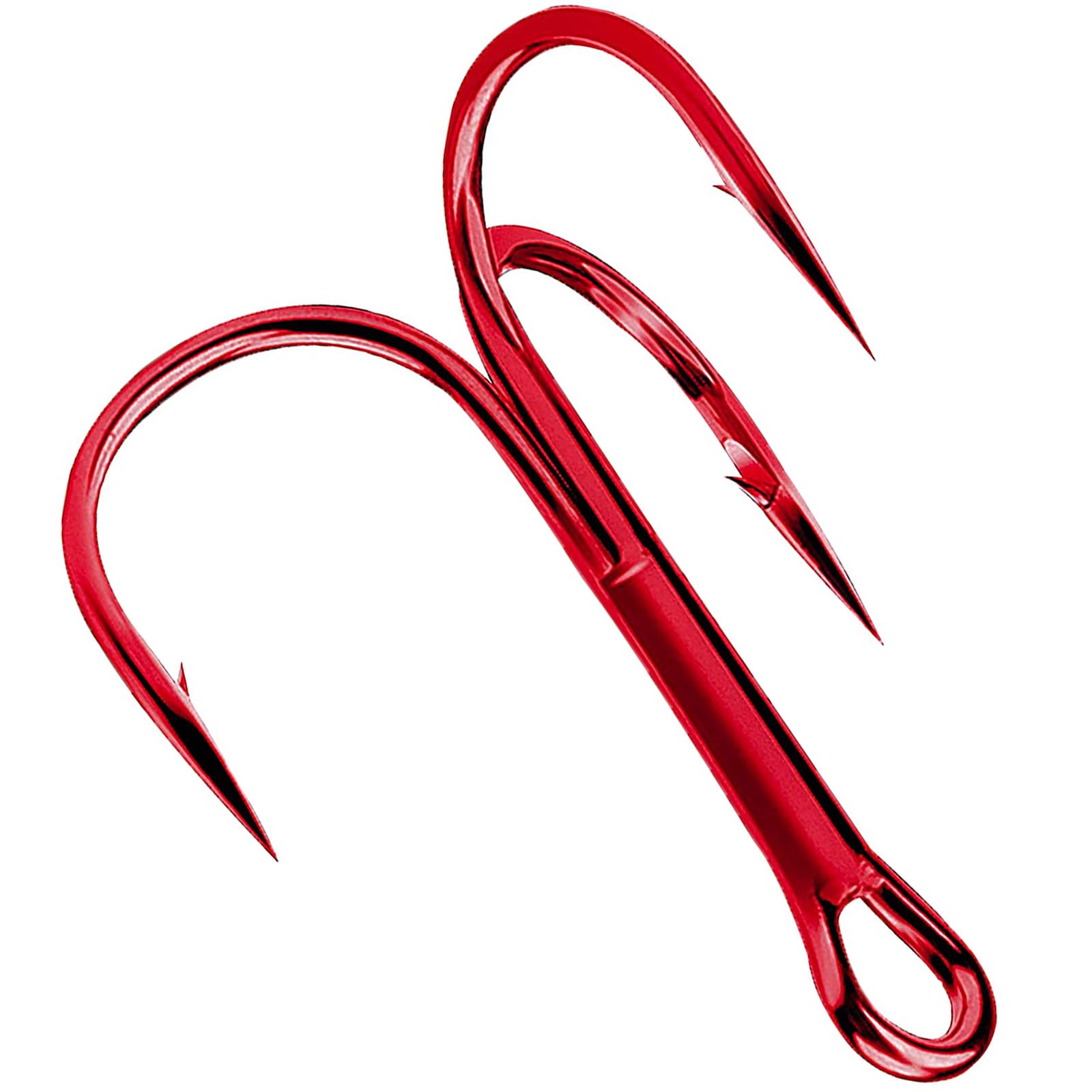 Fishing Treble Hooks Red Triple Fishing Hooks High Carbon Steel Barbed Sharp Round Bend Treble Hooks Replacement for Hard Lures Bait #10 50pcs