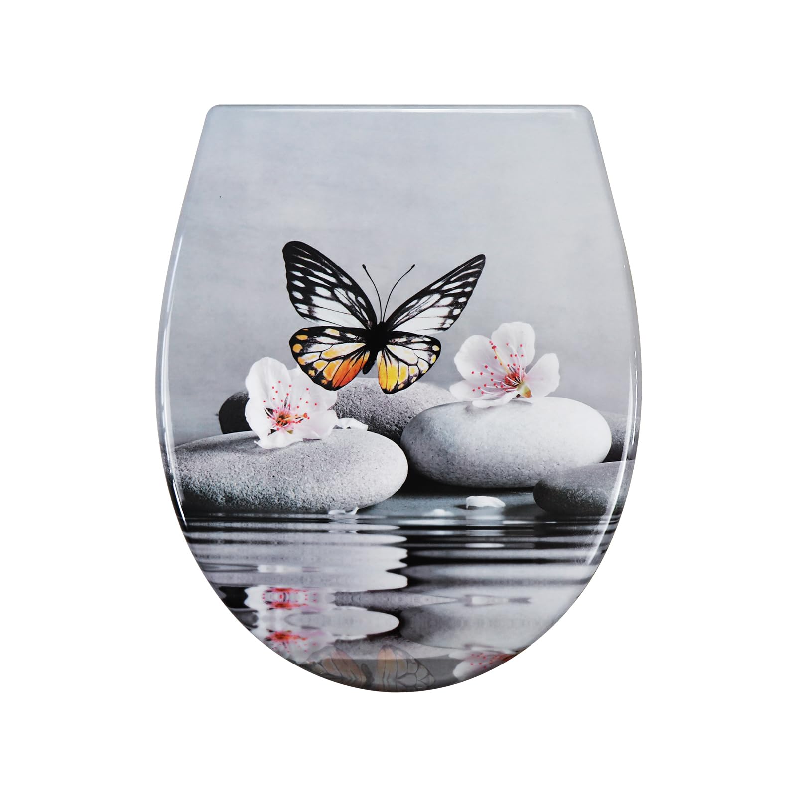 Fanmitrk Duroplast Toilet Seat Soft Close -Quick Release Toilet Lid with Top Fixing,Various Patterns to Choose from (UF819-58) — image 1