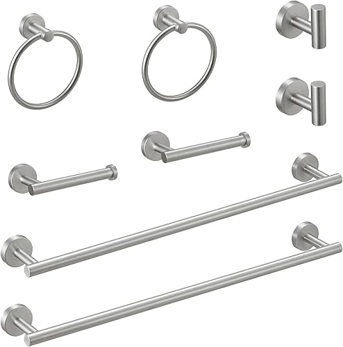 Fapully Juego de accesorios de baño de 8 piezas de acero inoxidable, juego de accesorios de baño negro mate montado en la pared