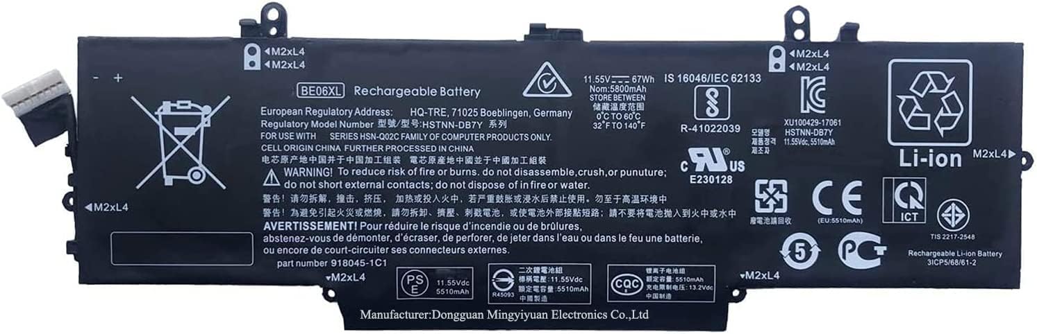 BE06XL HSTNN-IB7V HSTNN-DB7Y 918045-1C1 918045-171 918045-2C1 918108-855 HSN-Q02C BEO6XL Laptop Battery Replacement for HP Elitebook 1040 G4 Folio Series(11.55V 67Wh 5800mAh)