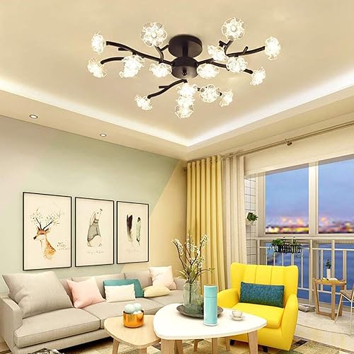 Miniatura 2 de Lámpara de araña de Cristal, moderna y sencilla, luz LED de techo, 10 Luces, para cocina, comedor, sala de Estar, Dorada, 18 Luces