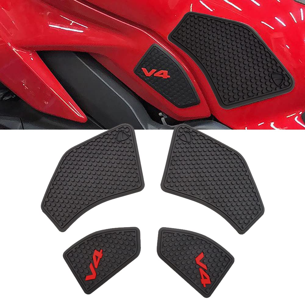 Adesivi per serbatoio carburante per moto ginocchiere per serbatoio carburante in gomma antiscivolo Compatibile con DUCATI Panigale V4 2018-2021, nero