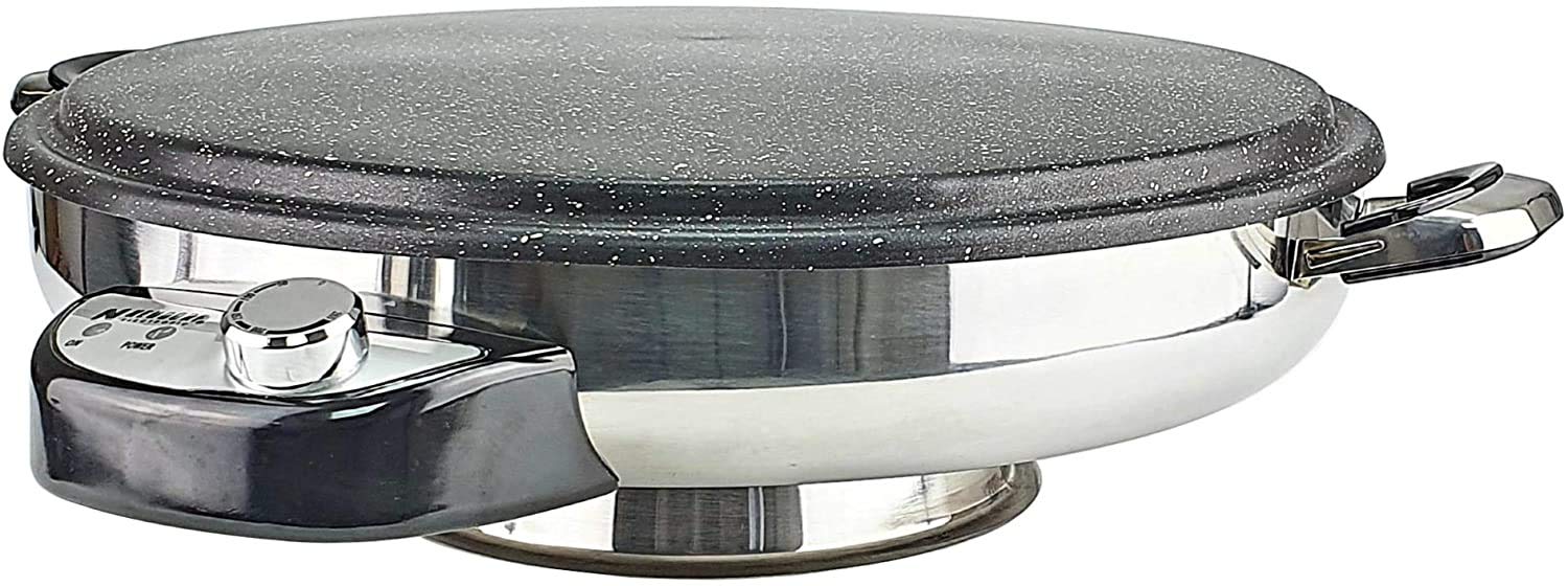 Fladenbäcker Modell "Granit" (2300 W - ØBackfläche 50 cm)/ Temperaturregler (mit Thermostat) 50-265°C/Sac Crêpes Crêpe Yufka Katmer/Antihaftbeschichtung/Edelstahl Griffe & Sockel